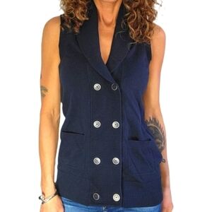Nautica Cotton Double Button Vest Size Small Blue